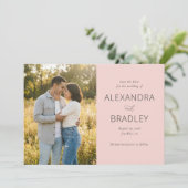 Romantisches Pfirsich-Minimalist-Foto Save The Date (Stehend Vorderseite)