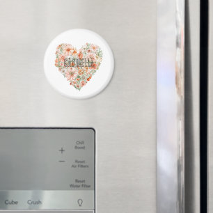 Romantisches Pfirsich-Minz-Blumenherz Magnet