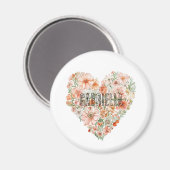 Romantisches Pfirsich-Minz-Blumenherz Magnet (Vorderseite/Rückseite)