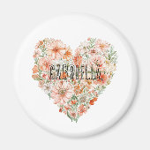 Romantisches Pfirsich-Minz-Blumenherz Magnet (Vorne)