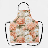 Romantisches Pfirsich-Päonien-Elfenbein-Blumenmust Schürze (Vorderseite)