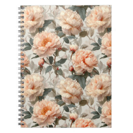 Romantisches Pfirsich-Pfingstrosen-Elfenbein-Blume Notizblock