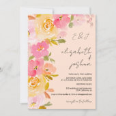 Romantisches pfirsichrosa Foto Hochzeit Einladung (Vorderseite)