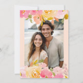 Romantisches pfirsichrosa Foto Hochzeit Einladung (Rückseite)