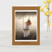 romantisches Photoböhmen Schaukel junges Mädchen Karte (Gelbe Blume)