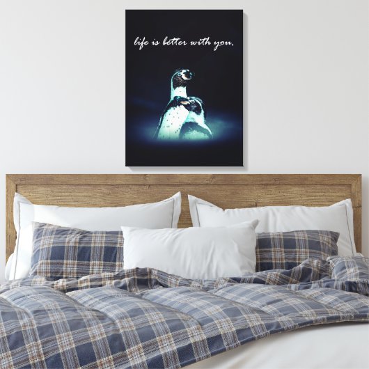 Romantisches Pinguin-Ehepaar ist besser mit dir Leinwanddruck (Insitu (Schlafzimmer))