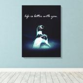 Romantisches Pinguin-Ehepaar ist besser mit dir Leinwanddruck (Insitu (Holzboden))