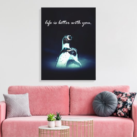 Romantisches Pinguin-Ehepaar ist besser mit dir Leinwanddruck (Insitu (Wohnzimmer))
