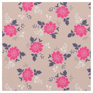 Romantisches Pink-beige Blumenmuster Stoff