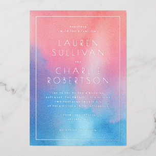 Romantisches Pink Blau Ombre Folieneinladung