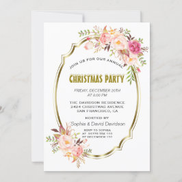 Romantisches Pink Blush Blues Gold Weihnachtsfest  Einladung