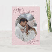 Romantisches Pink Doodle Foto Frohe Weihnachten ge (Vorderseite)