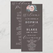 Romantisches Pink Floral Ash Gray Wedding Program (Vorne/Hinten)
