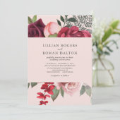 Romantisches Pink Floral Bridal Bouquet Wedding Einladung (Stehend Vorderseite)