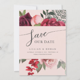 Romantisches Pink Floral Bridal Bouquet Wedding Save The Date
