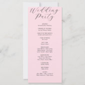 Romantisches Pink Floral Soft Pink Hochzeitsprogra (Rückseite)