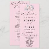 Romantisches Pink Floral Soft Pink Hochzeitsprogra (Vorne/Hinten)