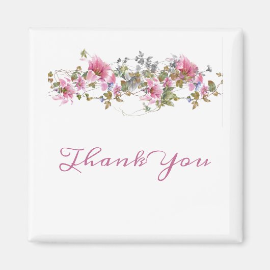 Romantisches Pink Floral Watercolor Script persona Magnet (Vorne)