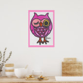 Romantisches Pink Owl Poster (Küche)