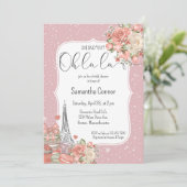Romantisches pink Paris Theme Brautparty Einladung (Stehend Vorderseite)