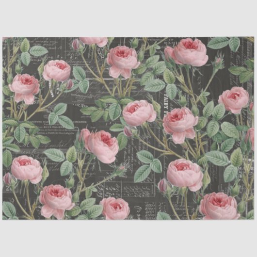 Romantisches Pink Rose Ephemere Collage Tissue Pap Seidenpapier (Vorderseite)