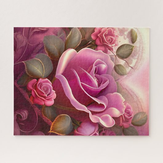 Romantisches Pink Rose Jigsaw Puzzle (Horizontal)