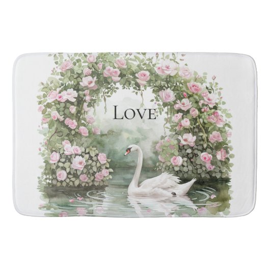 Romantisches Pink Roses Swan Brautparty Badematte (Vorderseite)
