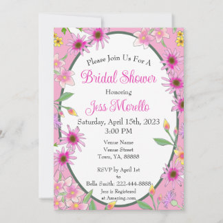 Romantisches pinkfarbenes Brautparty Einladung