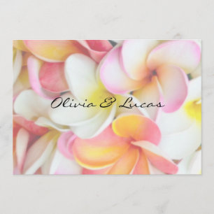 Romantisches Plumeria-Rosa und Gelb Einladung