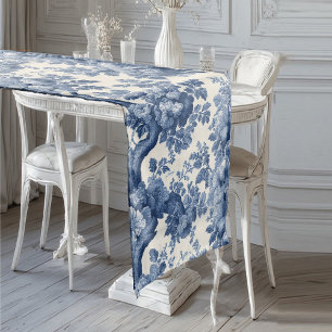 Romantisches Puderblau Französische Toile Vintage  Mittelgroßer Tischläufer