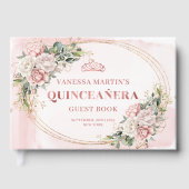 Romantisches Quince-Gästebuch mit rosafarbenen Blu Gästebuch (Vorderseite)