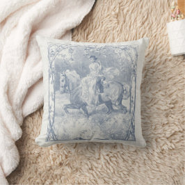Romantisches Reits Mädchen Cottagecore Delft Blau  Kissen