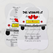 Romantisches Retro Auto-Wedding Brautparty Einladung (Vorne/Hinten)
