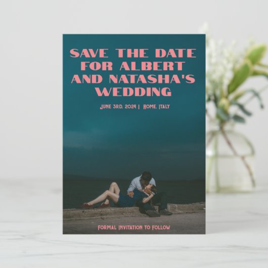 Romantisches Retro-Filmposter Save the Date Einladung (Stehend Vorderseite)