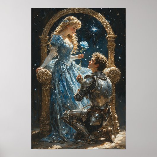 Romantisches Ritter- und Prinzessinnenposter Poster (Vorne)