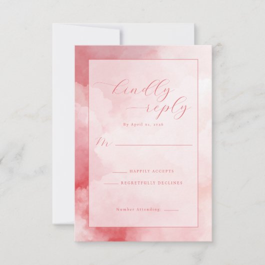 Romantisches Rosa Aquarell RSVP Karte (Vorderseite)