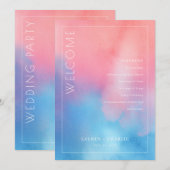 Romantisches Rosa Blau Aquarell Programm (Vorne/Hinten)