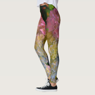Romantisches Rosa, Blau, lila Hydrangea Leggings