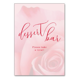 Romantisches rosa Blumen Dessert Bar Schild Tischnummer