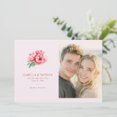 Romantisches rosa Blumenfoto Save The Date (Stehend Vorderseite)