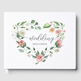 Romantisches Rosa Blumenherz Hochzeitengast-Buch Gästebuch