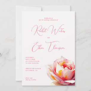 Romantisches Rosa Blumenmuster Einladung