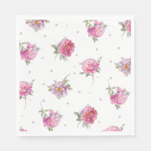 Romantisches rosa Blumenmuster Wasserfarben-Muster Serviette