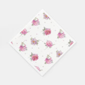 Romantisches rosa Blumenmuster Wasserfarben-Muster Serviette (Ecke)