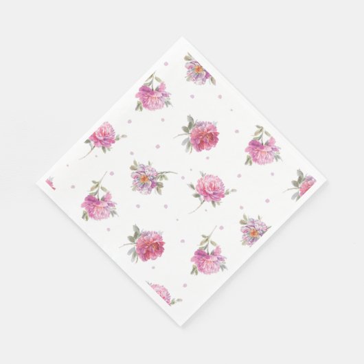 Romantisches rosa Blumenmuster Wasserfarben-Muster Serviette (Ecke)