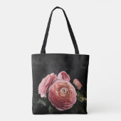 Romantisches rosa Blumenstrauß auf schwarz Tasche (Rückseite)