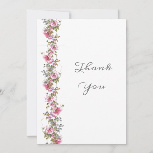 Romantisches Rosa Blumenwasser Dankeskarte (Vorderseite)