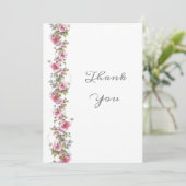 Romantisches Rosa Blumenwasser Dankeskarte (Stehend Vorderseite)