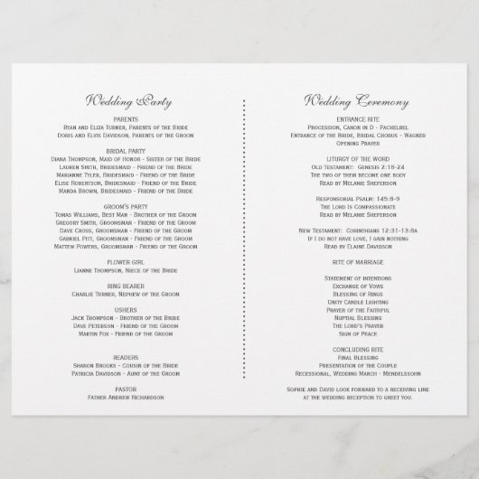 Romantisches Rosa Blush Bloral Gold Hochzeitsprogr (Rückseite)