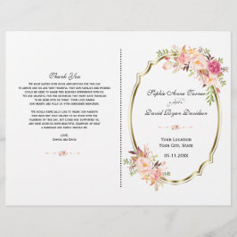 Romantisches Rosa Blush Bloral Gold Hochzeitsprogr